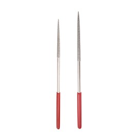 uxcell 4mm x 160mm and 5mm x 180mm Round Diamond Needle File Set Red Plastic Handle Rock for Metal Glass Stone,2pcs