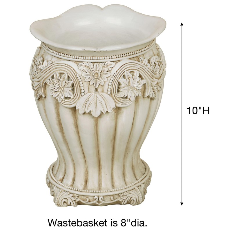 Touch of Class Flowering Medallion Wastebasket - Resin - Antique