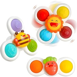 TREATY 3Pcs Suction Cup Spinner Toy, Bath Fidget Spinner for Babie| Baby Suction Spinner Toys for Toddler|Baby Fidget Spinner for Babie|Window Spinner Toy Unisex Under 6 Year