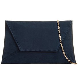 Navy Blue Envelope Clutch Bag, Faux Suede Evening Bag, Ladies Purple Possum Shoulder Bag, Prom Wedding Handbag