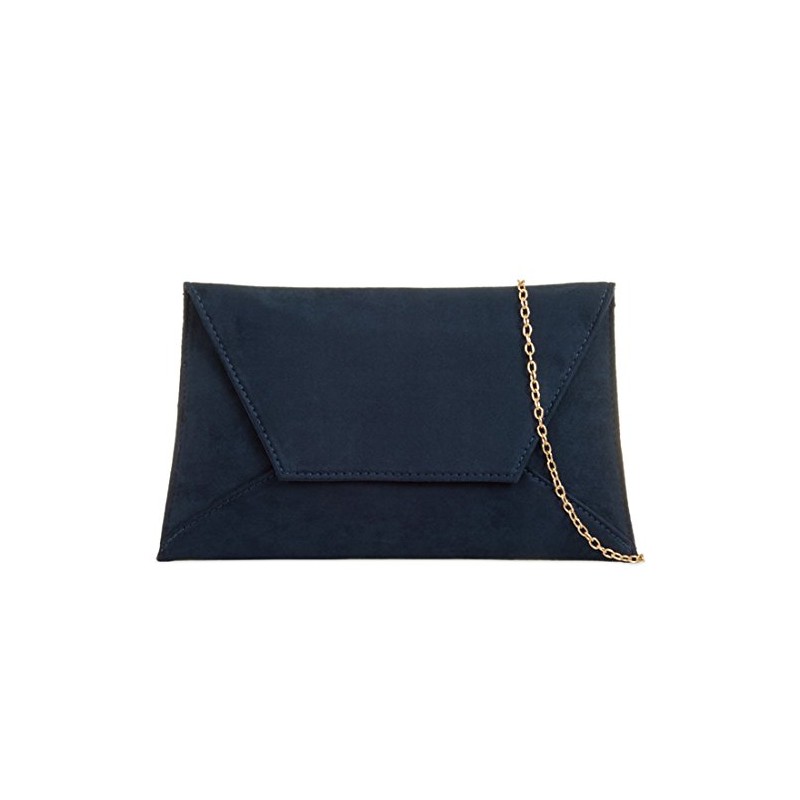 Navy Blue Envelope Clutch Bag, Faux Suede Evening Bag, Ladies