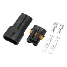 Hihaha Radiator Fan Connector Plug for Honda/Inner Male Female Wire Terminal Connector/Waterproof Plastic 6.3mm Series / 1 Set Black 2 Pin