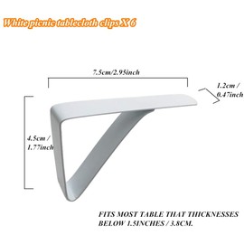Mannli Picnic Tablecloth Clips, White Colors Stainless Steel Outdoor Table Cloth Holder Table Cover Clips Clamps 6 Packs