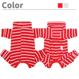 Dog’s Recovery Suit Post Surgery Shirt for Puppy, Full Coverage Dog's Bodysuit Wound Protective Surgical Clothes for Small and Medium Pets (red White Stripe-l)