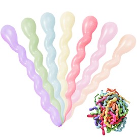 DALJIAFA 100 Pcs 40 Inches Latex Spiral Balloons Random Colors Long Twisted Rainbow Party Balloons for Birthday Wedding Hawaiian Tropical Luau Summer Cosplay Festival Parade Party Decorations Supplies