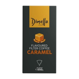 Dimello Caramel Flavoured Ground Coffee, 250g - Exquisite Filter Blend with Central & South American Beans, Perfect for Cafetiere & Filter Machines
