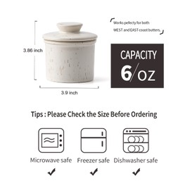 HOME DECOR Reactive Glaze Butter Crock, French Butter Crock for Counter, Butter Keeper with Water Line for Fresh Spreadable Butter -Reactive White