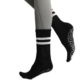 AVILMORE Women's Yoga Socks, 5 Toes, 2 Stripes, Anti-Slip, For Ballet, Pilates, Yoga Wear, Yoga Socks, Black