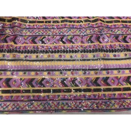 Wowfabric4less123 Multicolor 2way stretch sequin Lace fabric 50” Width Sold By The Yard
