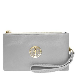 Eye Footwear Women's Long & Son By Eye Small Clutch, Wristlet, Shoulder,Cross-Body Bags 3141 (Light Grey)