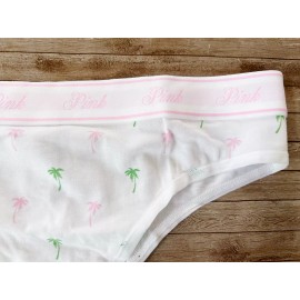 Victoria's Secret Nwt PINK Victorias Secret  High Waist Cotton Logo Brazilian Panty XL White  Palm