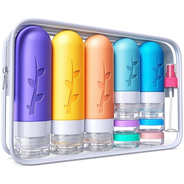 19pack Travel Bottles for Toiletries, TSA Approved Silicone Travel Size