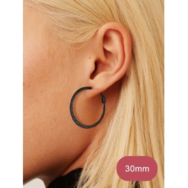 FOCALOOK Hoop Earrings Silver/Gold/Black Women's Stainless Steel Hoop Earrings 30 mm 40 mm 60 mm 80 mm Circle Hoop Earrings Large / Medium Huggie Hoop Earrings, Stainless Steel