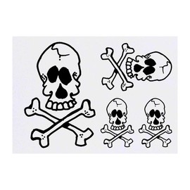 4 x 'Skull & Crossbones' Temporary Tattoos - Water Resistant, Skin-Safe, Non-Toxic Transfers, Mixed Sizes (TO00033593)