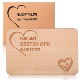 Breakfast Board for Grandpa Wooden Board with Engraving for the Best Grandpa of All Times, Gift Idea, Ideal for Birthday or Christmas