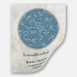 Lucky Tusk 1 Year Anniversary, Custom Star Map, Paper Gift, Constellation, Written in the Stars, Night Sky Print, Astrology Gift, Star Chart #1739,