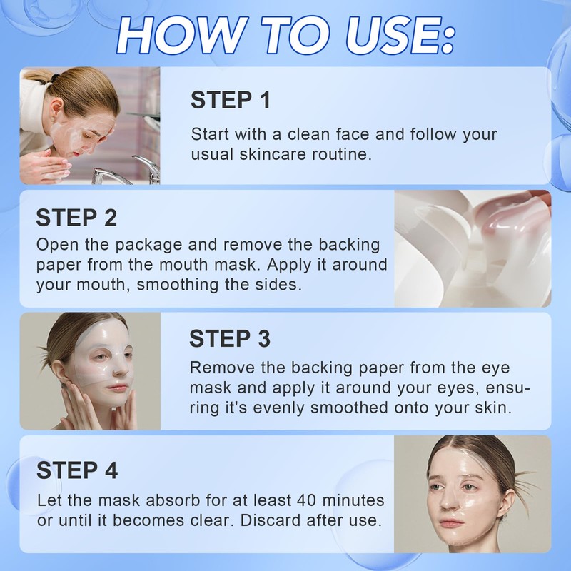 Collagen Mask, Overnight, Deep Moisturising Anti-Wrinkle Lifting, Hydrogel Mask for