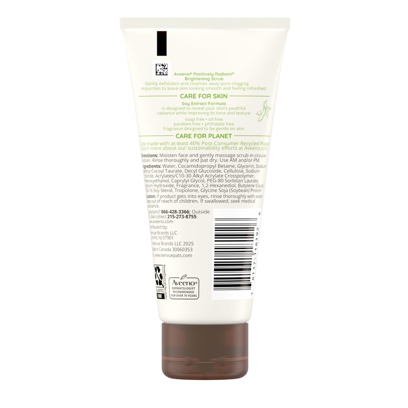 Aveeno Positively Radiant Skin Brightening Exfoliating Daily Facial Scrub, Moisture-Rich
