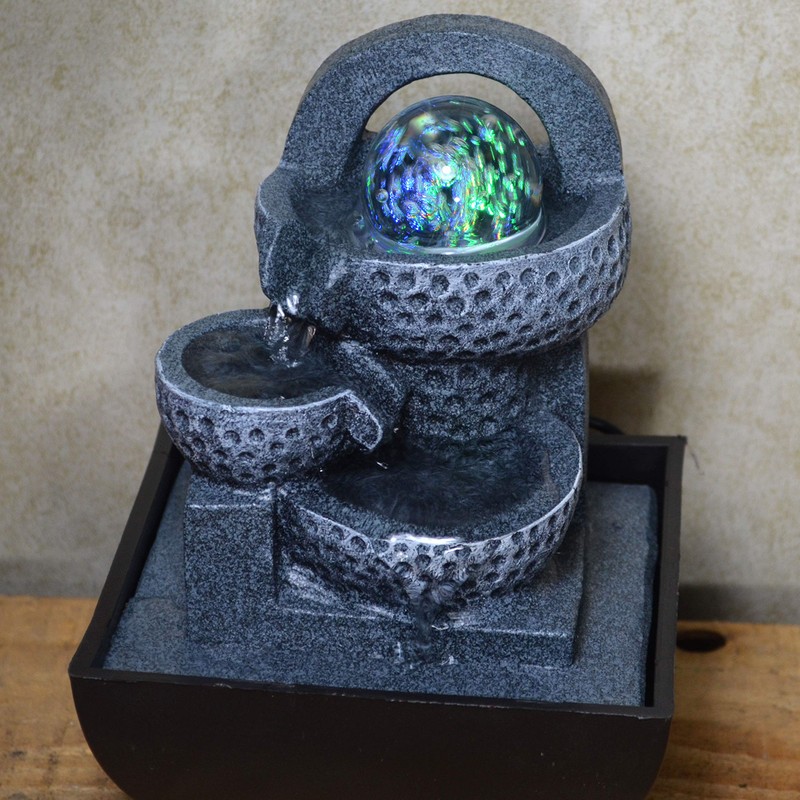 Fiesta Studios Grey Pots with Light Ball Water Fountain With
