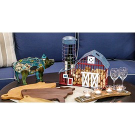 Farm House Barn Design Cork Caddy Wine Cork holder Displays And Stores over 150 Wine Corks and Wine Bottle By Picnic Plus, 14.5"W x 5"D x 14"H