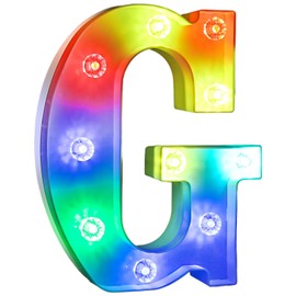 LED Letter Lights Sign Light Up Letters Sign for Night Light Wedding/Birthday Party Battery Powered Christmas Lamp Home Bar Decoration- (Colorful G)