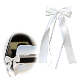 wilcractk Organza Car Bows Wedding Decorative Wedding Bows for Car Decoration Just Married Car and Wedding Decoration 12 x 22 cm White Pack of 50 for Celebrations