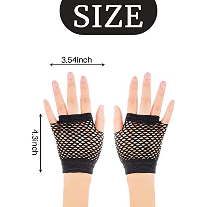 SamHeng Fishnet Gloves, 1 Pair Short Mesh Gloves, Pierced Fingerless