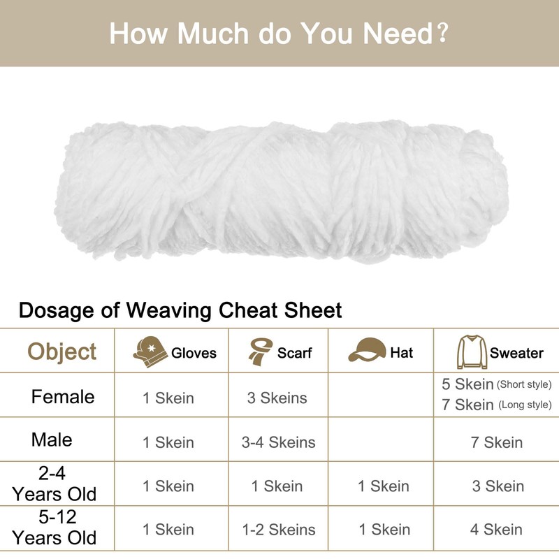 sourcing map 3 Skeins Chenille Yarn Soft Blanket 3x100gr/3.5oz (3x131yds)