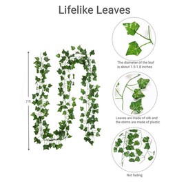 Fake Vines for Room Decor(12 Pack 84 Feet) Aesthetic Artificial Plant Ivy Leaves Hanging Greenery Garlands for Home Bedroom Wall Wedding Party Decor