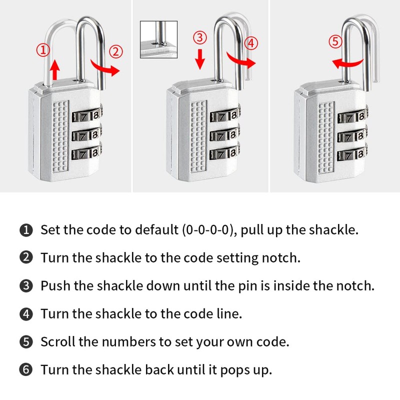 Pack of 7 Combination Locks Luggage Combination Lock Padlock Combination