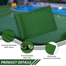 KINGTOP Golf Flag 8x6 Inch - Plain Green, 420D Nylon, Tube Inserted - Mini Practice Putting Green Flags for Yard, 3-Pack