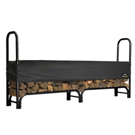 ShelterLogic 8' Adjustable Heavy Duty Outdoor Firewood Rack with Steel Frame Construction and Water-Resistant Cover