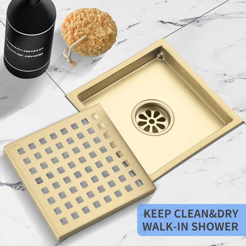 Kuaisailsk 6 Inch Set of 2 Shower Drain 304 Stainless