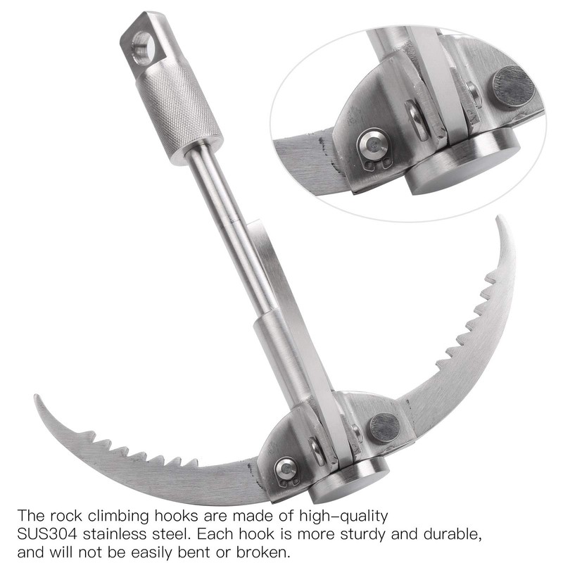 Dilwe Foldable Grappling Hook, 4 Claws, 500KG, SUS304 Stainless Steel,