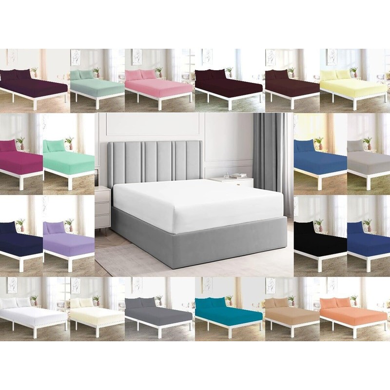 Dazzle Collection® Full Fitted Sheet Bed Sheets 100% Polycotton Machine