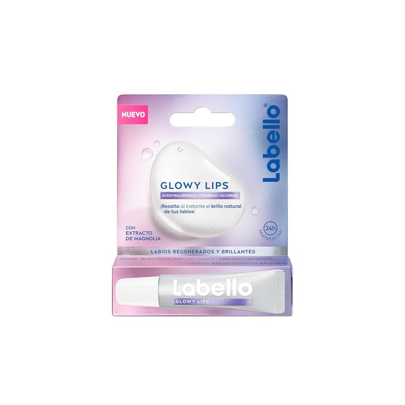 LABELLO Bálsamo Labial Glowy Lips Clear 4.8gr, con Extracto de