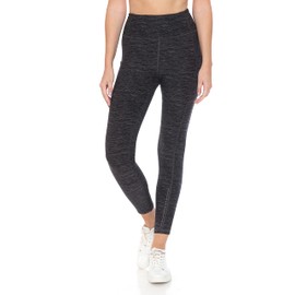 Leggings Depot Women's Reflective 7/8 Yoga Pants with Pockets-P531, Space Dye Charcoal, Medium