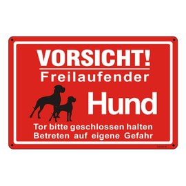 Goodvia Freilaufender Hund Sign Metal 20 x 30 cm, Caution Dog Sign Caution Free-Ranging Dog Aluminium Reflective Signs Warning of the Dog, Can be Used Indoors and Outdoors