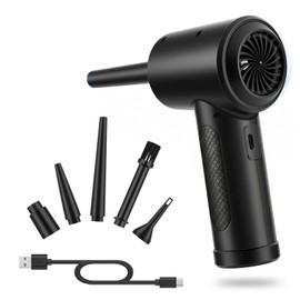 Compressed Air Duster, 100000RPM Electric Air Duster for Computer Keyboard, 6000mAh Rechargeable Cordless Air Blower with LED Light, Fast Charge Portable Air Can for PC Cleaning