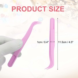 MECCANIXITY 30 Pack Plastic Tweezers for Crafts, 4.5" Long Bent Disposable Stickers Tweezers Bulk for Picking DIY Bead, Jewelry Making, Baking Decoration, Animal Feeding(Purple)