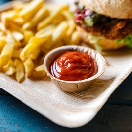 GREENBOX Pack of 25 Sustainable Palm Leaf Dip Bowls, 30 ml Round, Biodegradable, Compostable, Disposable Tableware for Catering, Food Trucks, Events, Party Tableware