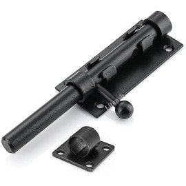 Litensh Heavy Duty Sliding Gate Latch Bolt Door Lock with Padlock Hole, 304 Stainless Steel Safety Barrel Gate Bolt Latch, 12mm Dia. Black (196MM Black)