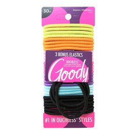 Goody Ouchless Hair Ties Assorted Neon 33 Count No Metal Elastics for Comfort