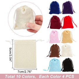 PandaHall 40 Pack 10 Colour Velvet Jewellery Pouches Bags, 7 x 9 cm Velvet Drawstring Bags Jewellery Pouches Candy Gift Bag Pouch Christmas Wedding Favour for Jewellery, Gifts, Event Supplies