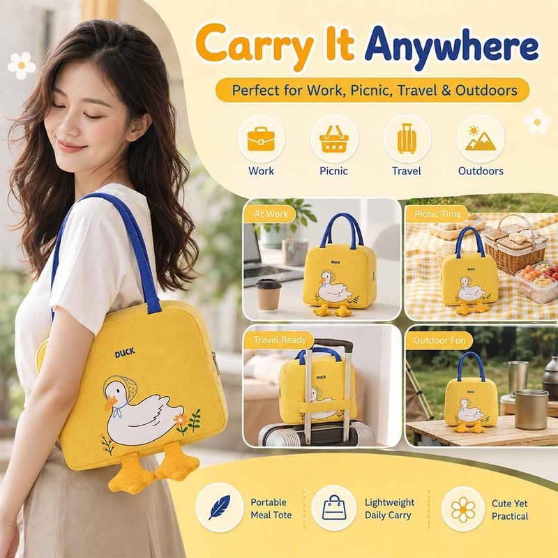 Bolsa Térmica Pato Kawaii Bonita Para Mujer (Yellow)