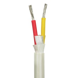 8/2 AWG UL 1426 (The Real Thing) Duplex Round Marine Wire - Tinned Copper Boat Cable - Red/Yellow - 18 Feet - White PVC Jacket