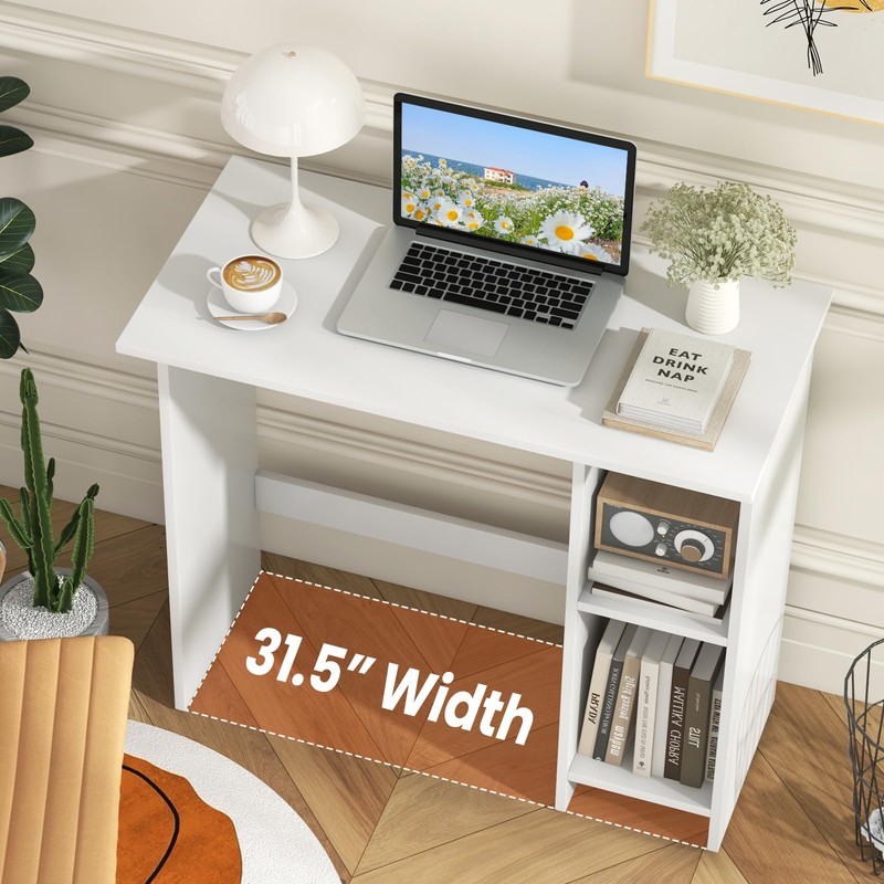 IFANNY Computer Desk, 31.5’’ Writing Desk with Storage Shelves, Kids