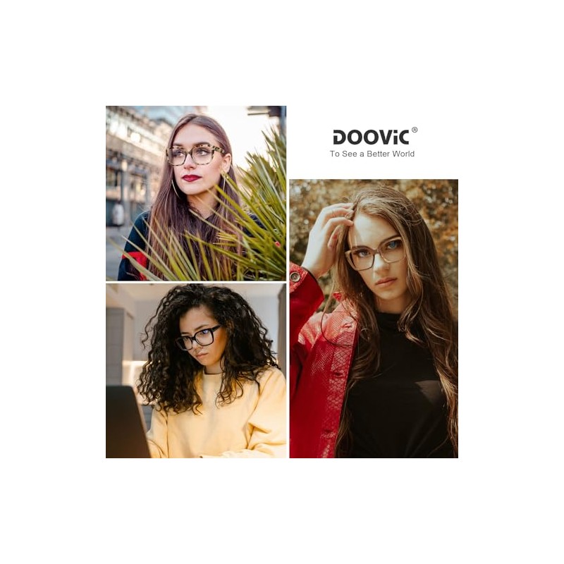 DOOViC Blaulichtfilter Lesebrille 1.25 Damen Rosa √úbergr√∂√üe Quadratisch Rahmen Computerbrille