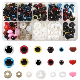 TOAOB 110 Set 6 mm to 12 mm Safety Eyes and Safety Noses for Crochet Animals Large Doll Eyes Colourful Animal Eyes for Crochet Animals Puppet Doll Making
