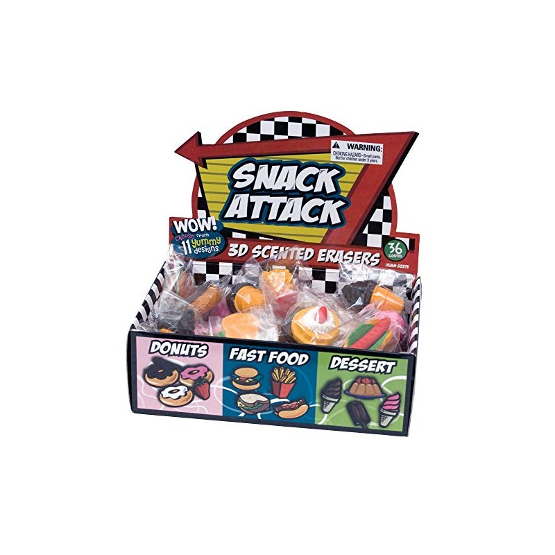 Raymond Geddes Snack Attack 3D Scented Eraser Display, 36 Pack